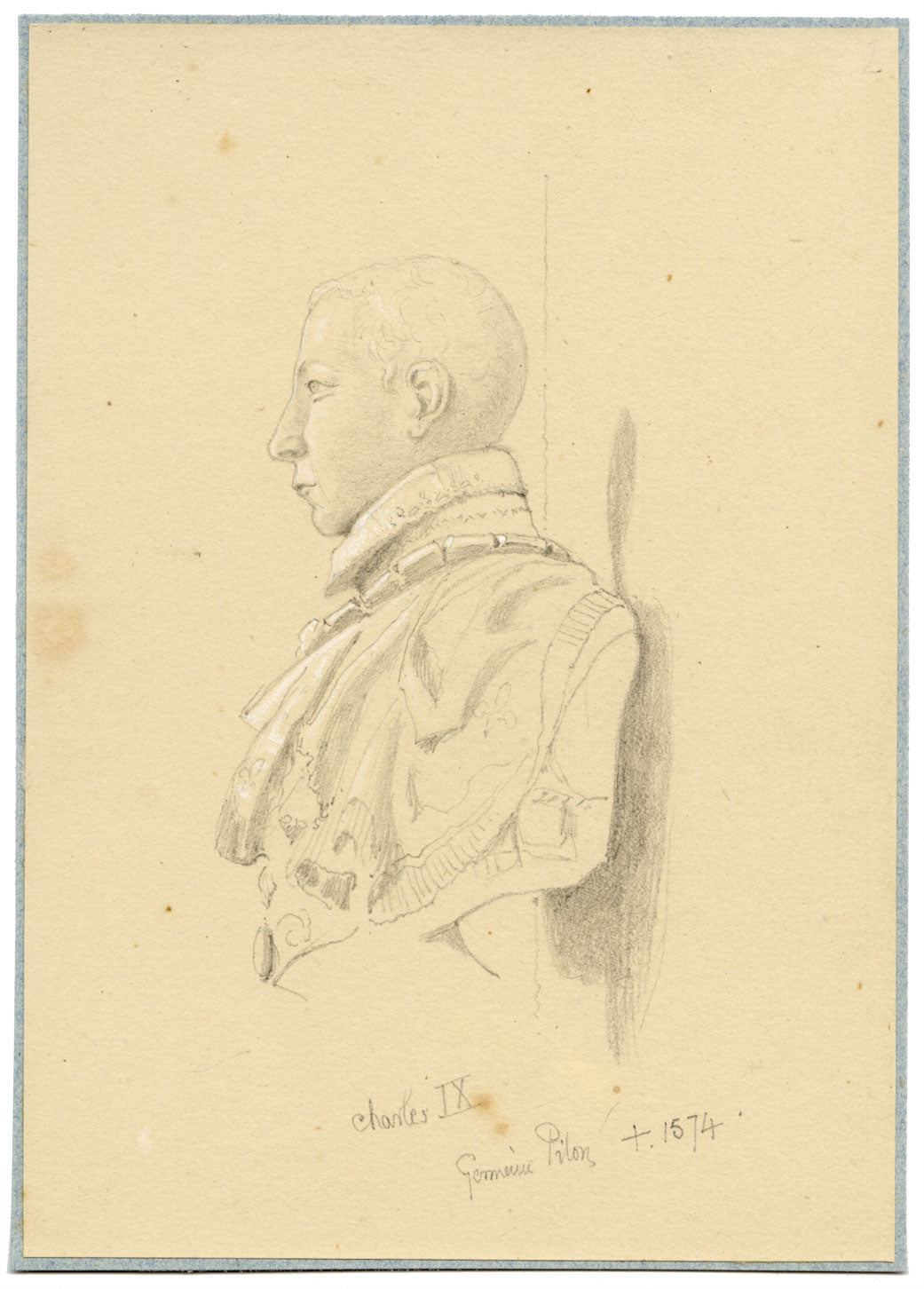 William J. Tipping, Portrait of Charles IX King of France –1856 graphite drawing