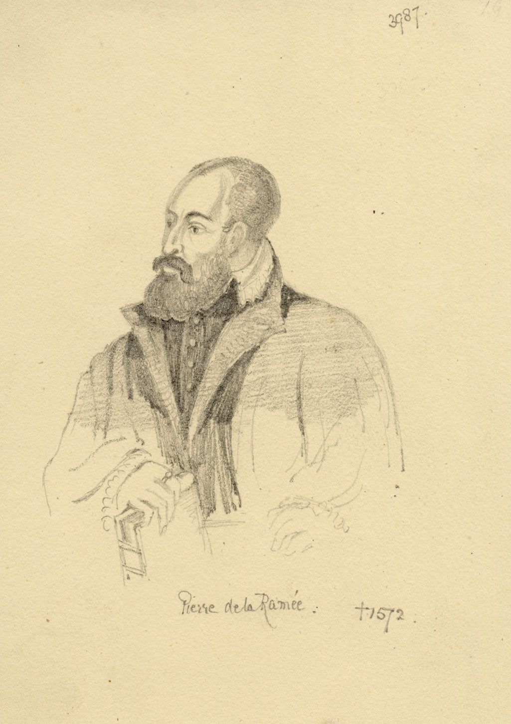 William J. Tipping, Portrait of Pierre de La Ramée – 1856 graphite drawing