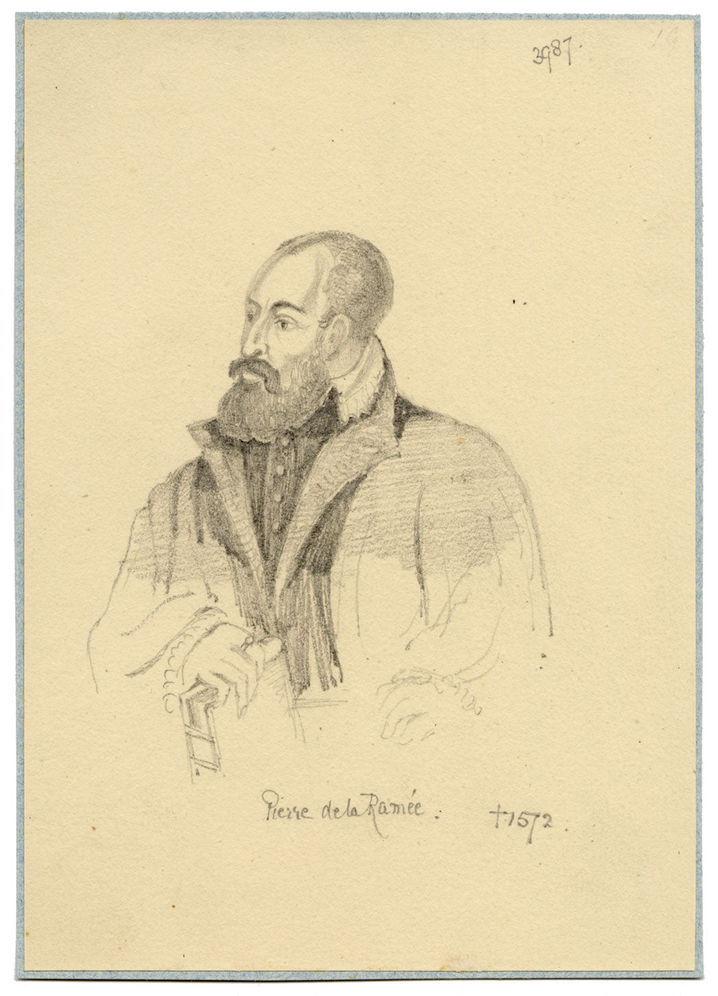 William J. Tipping, Portrait of Pierre de La Ramée – 1856 graphite drawing