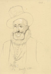 William J. Tipping, Portrait of Henry IV, King of France – 1856 graphite drawing
