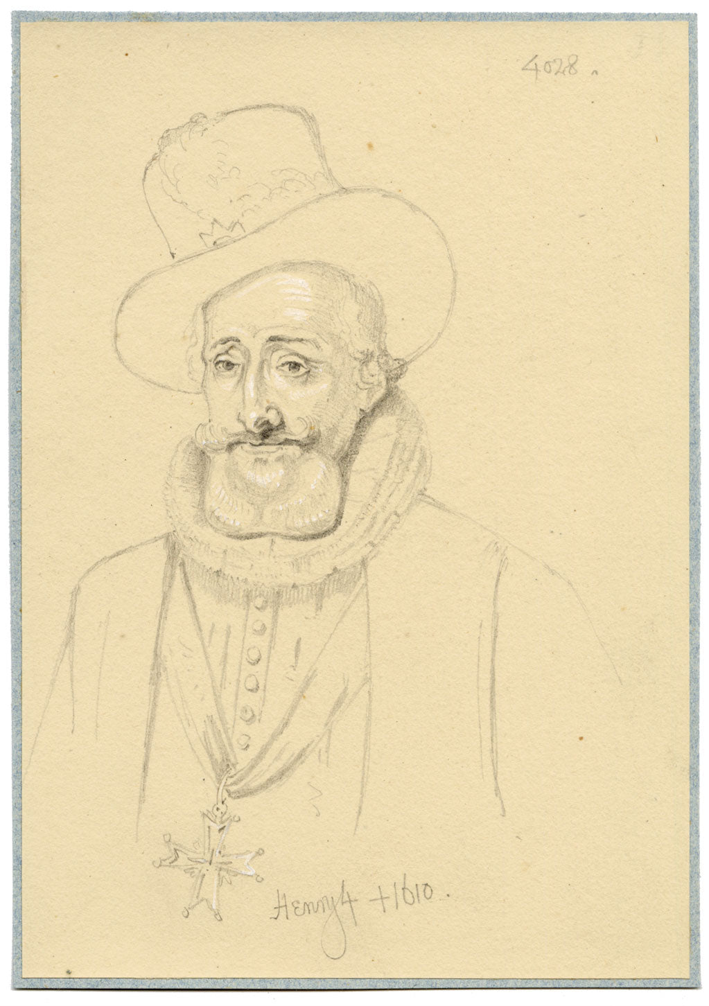 William J. Tipping, Portrait of Henry IV, King of France – 1856 graphite drawing