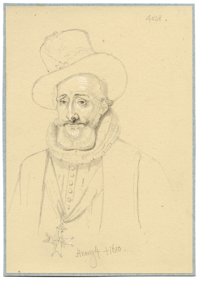 William J. Tipping, Portrait of Henry IV, King of France – 1856 graphite drawing