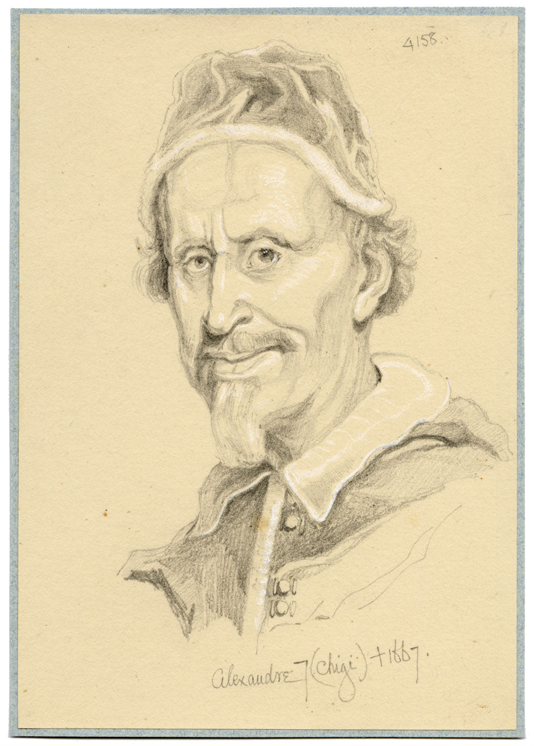 William J. Tipping, Portrait of Pope Alexander VII – 1856 graphite drawing