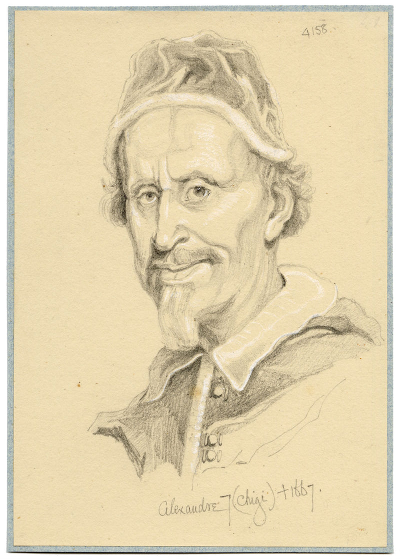 William J. Tipping, Portrait of Pope Alexander VII – 1856 graphite drawing