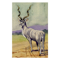 Leland M. Dundas, African Greater Kudu Antelope – 1920s watercolour painting
