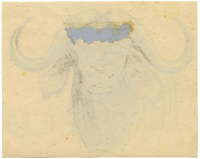 Leland M. Dundas, African Black Wildebeest – Original 1927 watercolour painting