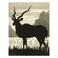 Leland M. Dundas, Eland Antelope Silhouette, Africa – 1920s watercolour painting