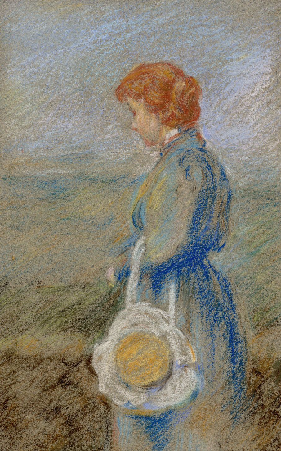 Attrib. Henry Bright NWS, Young Women with Red Hair – mid-C19th pastel drawing