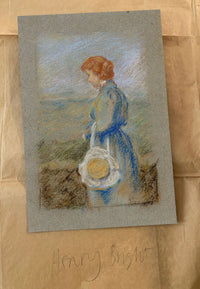 Attrib. Henry Bright NWS, Young Women with Red Hair – mid-C19th pastel drawing