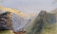 Thusis, Swiss Alps – Original 1863 watercolour painting
