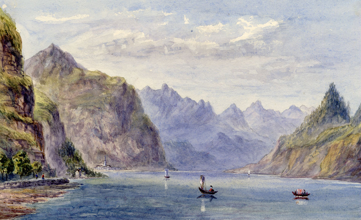 Lake Como, Menaggio near Cadenabbia, Italy – Original 1868 watercolour painting