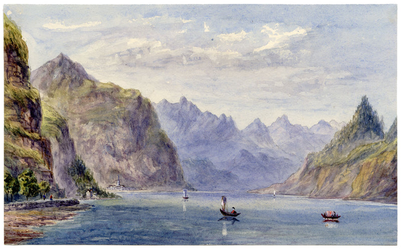 Lake Como, Menaggio near Cadenabbia, Italy – Original 1868 watercolour painting
