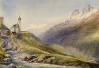 St Gotthard Pass from Meyerhof, Hospental, Swiss Alps –1868 watercolour painting