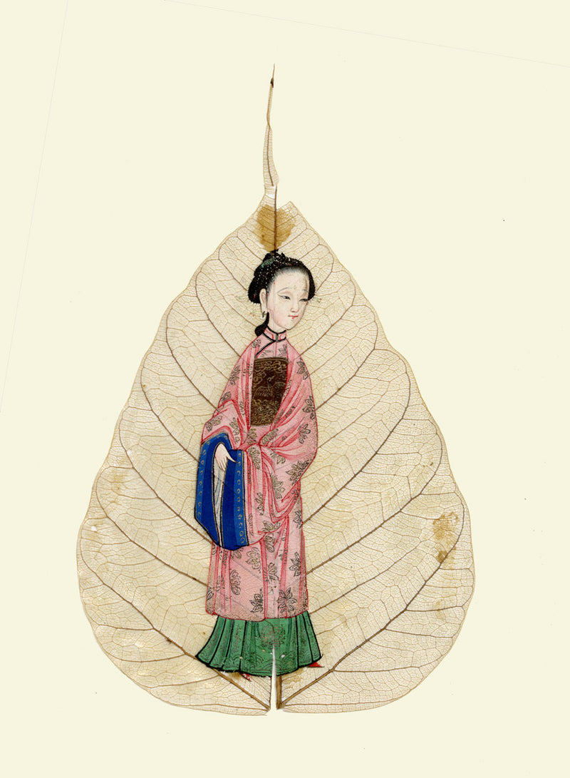 Chinese Bodhi Peepal Leaf Painting Late 18th-century – Qing Dynasty Noblewoman