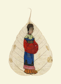 Chinese Bodhi Peepal Leaf Painting Late 18th-century – Qing Dynasty Noblewoman