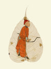 Chinese Bodhi Peepal Leaf Painting Late 18th-century – Qing Dynasty Manchu Archer