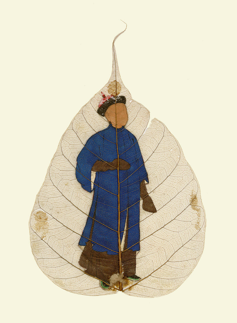 Chinese Bodhi Peepal Leaf Painting Late 18th-century – Qing Dynasty Imperial Official