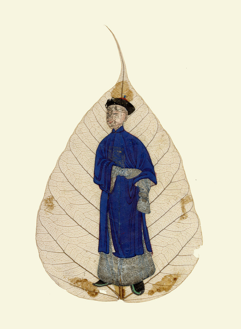 Chinese Bodhi Peepal Leaf Painting Late 18th-century – Qing Dynasty Imperial Official
