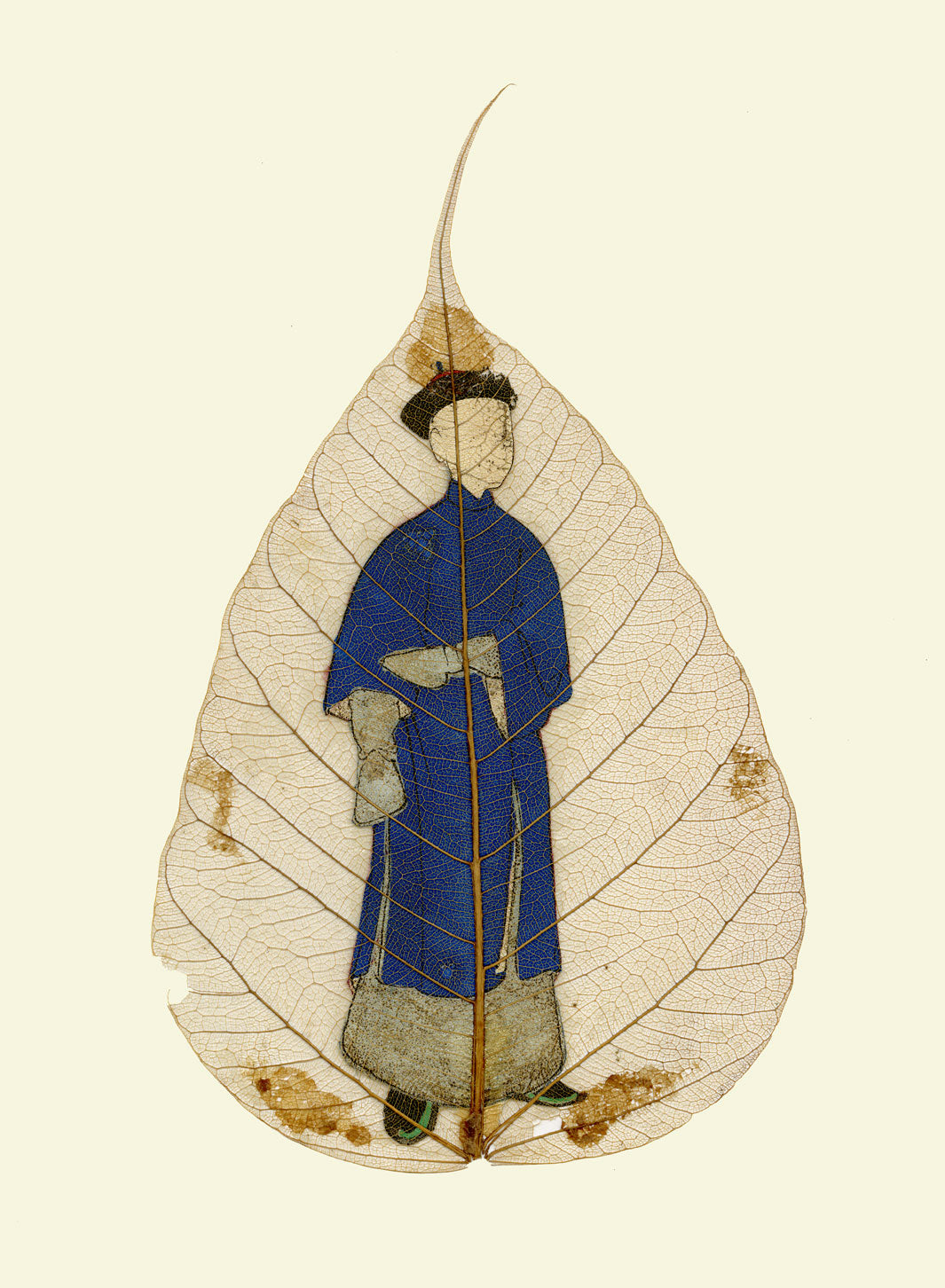 Chinese Bodhi Peepal Leaf Painting Late 18th-century – Qing Dynasty Imperial Official