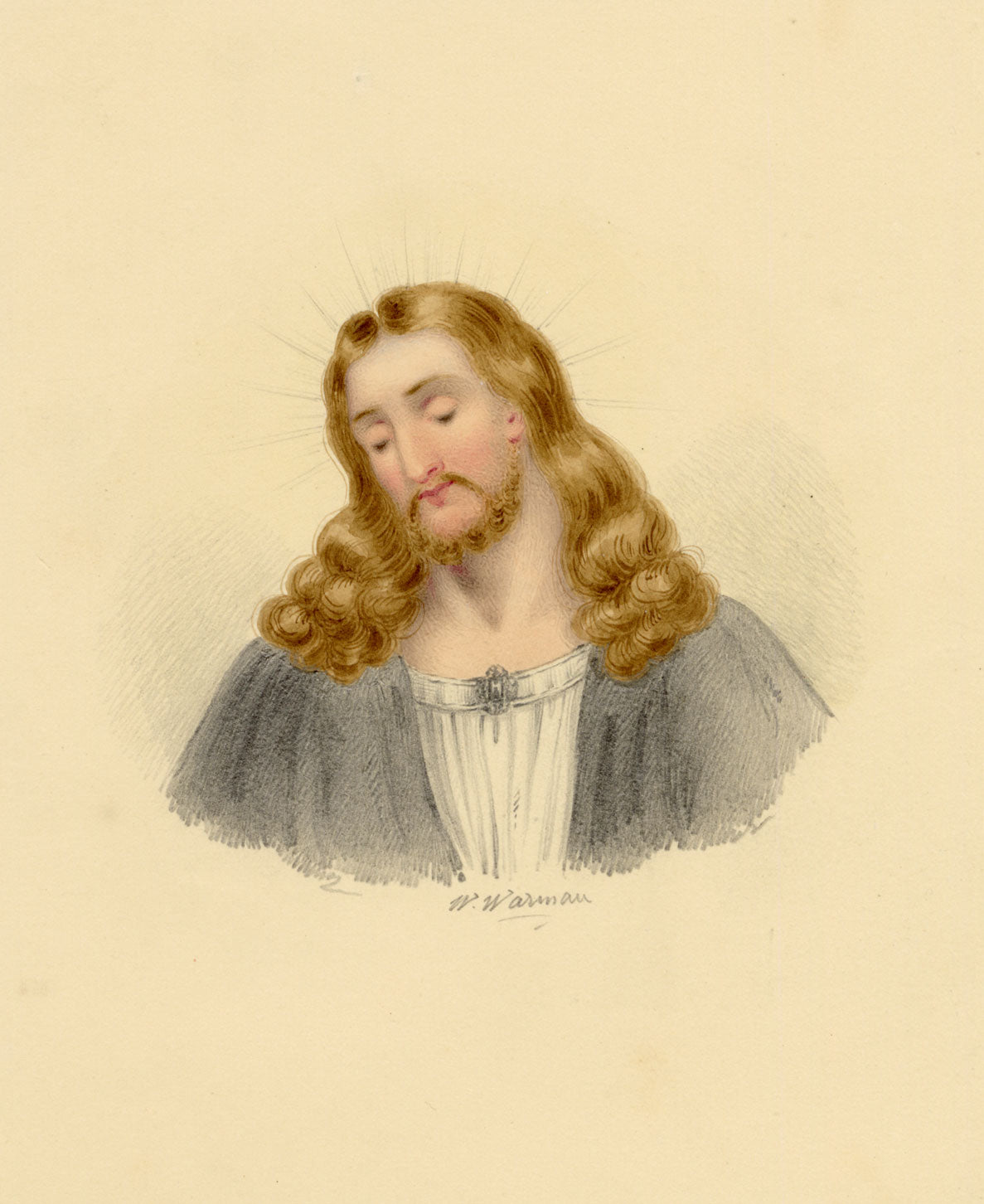 William Warman, Pensive Christ – Original c.1831 watercolour painting