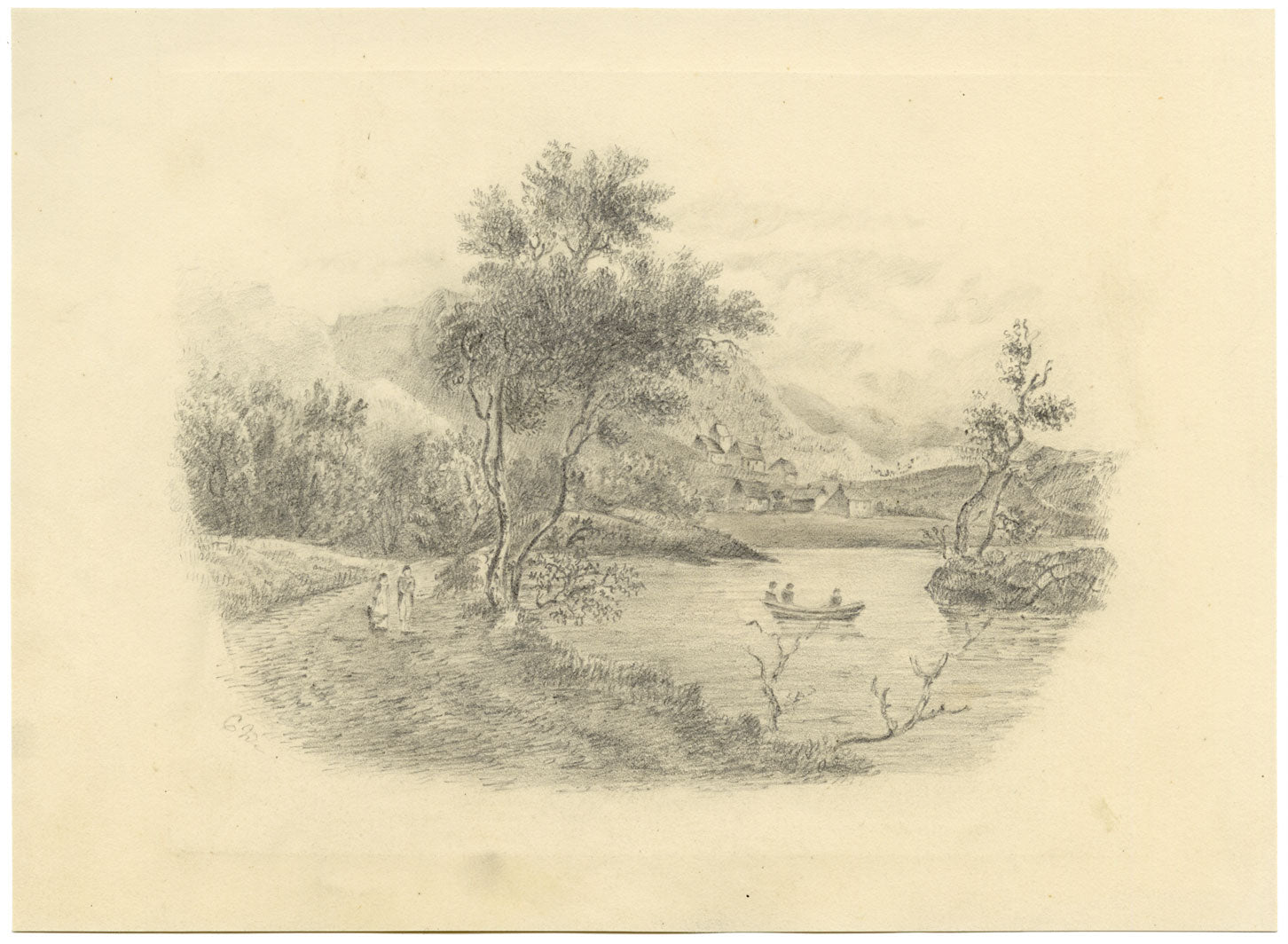 C.W., Possibly Gainsborough Park, Yorkshire – Original c.1831 graphite drawing