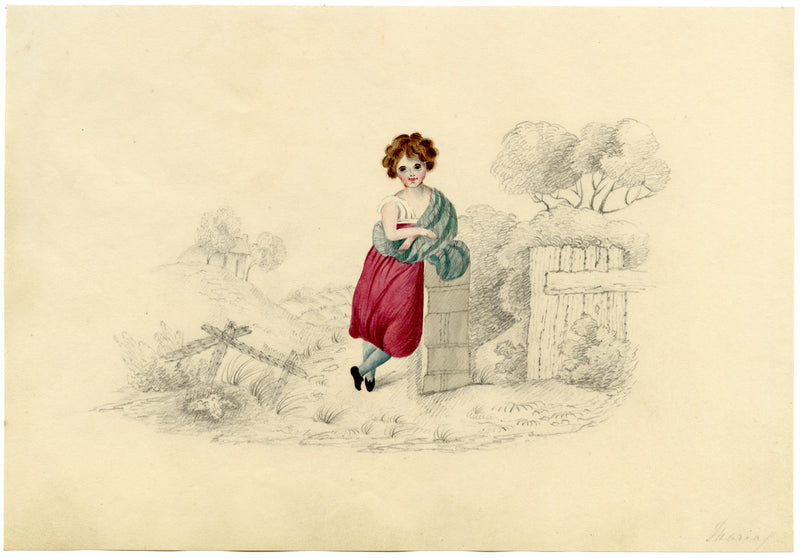Scottish Peasant Girl Resting – Original c.1831 watercolour painting