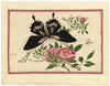 Antique 19th-century Chinese Pith Painting – Butterfly, Rose Flower & Fly