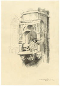 R.J. Blesard, Niche, Kirkby Malham Church, Yorkshire Dales–1833 graphite drawing