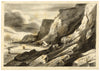 R.J. Blesard, Hastings East Cliff after Dr William Crotch–1830s charcoal drawing