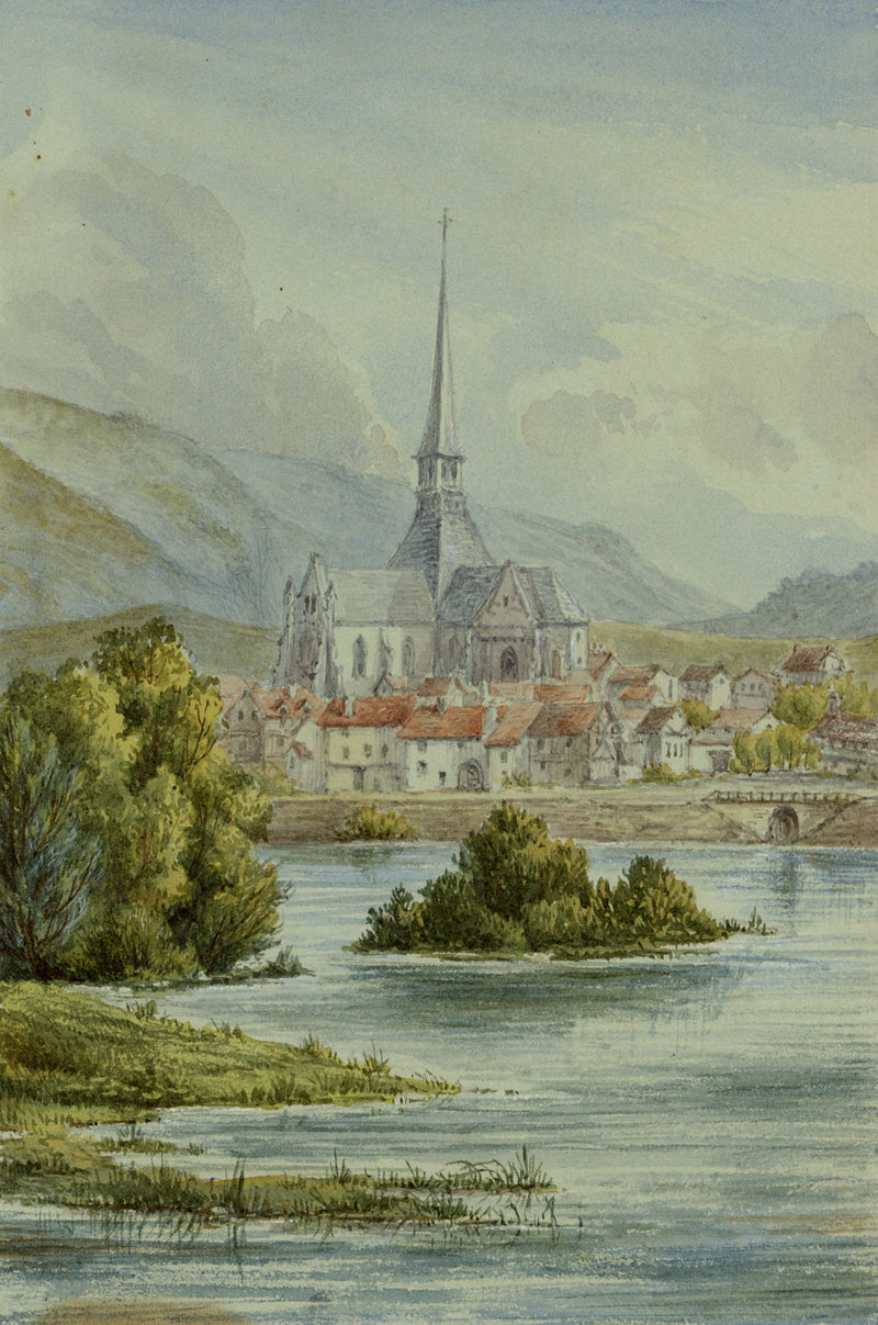 St Sauveur Church, Les Andelys, Normandy, France – c.1874 watercolour painting