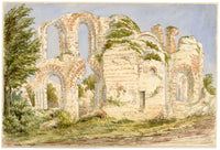 Imperial Baths, Trier, Germany – Original c.1874 watercolour painting