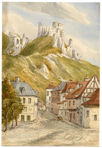 Château Gaillard, Les Andelys, Normandy, France – c.1874 watercolour painting