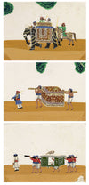 Indian Company School Mica Paintings – Set of 3 Palanquins & Carriages, 19th-century