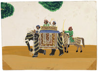 Indian Company School Mica Paintings – Set of 3 Palanquins & Carriages, 19th-century
