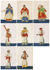 Indian Company School Mica Paintings – Set of 8 Musicians & Nautch Dancing Women, Early 19th-century