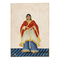 Indian Company School Mica Paintings – Set of 8 Musicians & Nautch Dancing Women, Early 19th-century