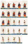 Indian Company School Mica Paintings – Set of 24 Nautch Dancing Girls & Musicians, 19th-century