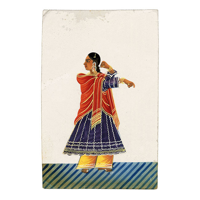 Indian Company School Mica Paintings – Set of 24 Nautch Dancing Girls & Musicians, 19th-century