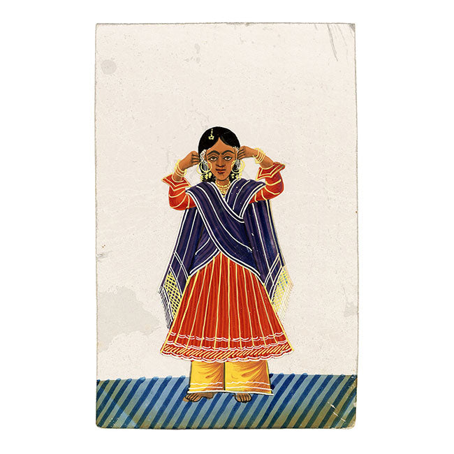 Indian Company School Mica Paintings – Set of 24 Nautch Dancing Girls & Musicians, 19th-century