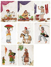 Indian Company School Mica Paintings – Set of 8 Street Sellers & Trades, 19th-century
