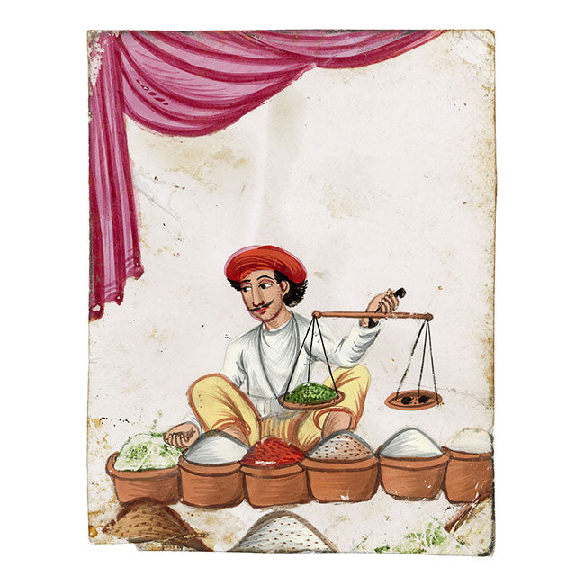 Indian Company School Mica Paintings – Set of 8 Street Sellers & Trades, 19th-century