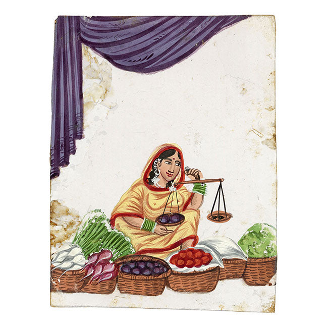 Indian Company School Mica Paintings – Set of 8 Street Sellers & Trades, 19th-century