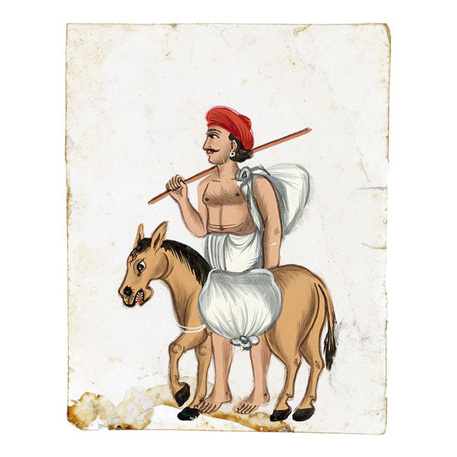Indian Company School Mica Paintings – Set of 8 Street Sellers & Trades, 19th-century