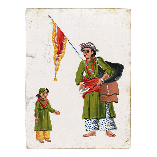 Indian Company School Mica Paintings – Set of 8 Street Sellers & Trades, 19th-century