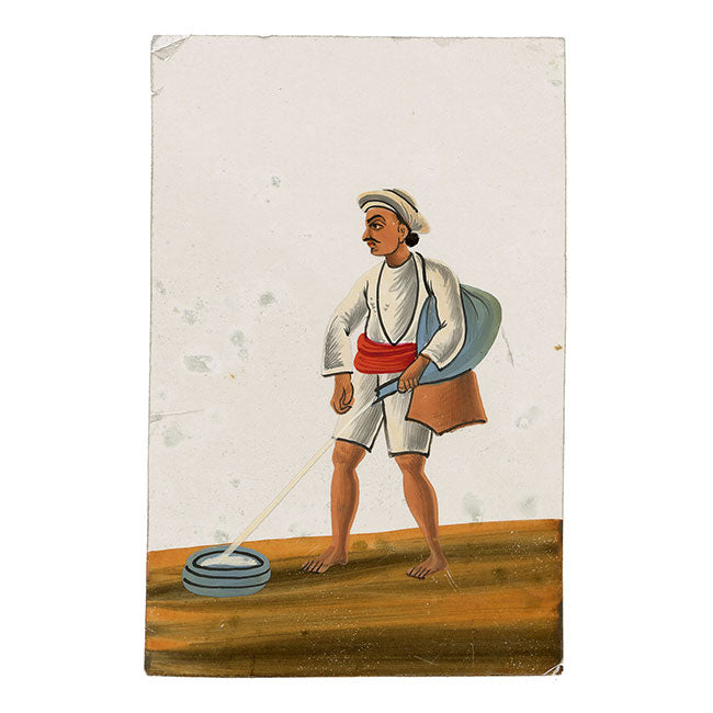 Indian Company School Mica Paintings – Set of 16 Trades & Occupations, 19th-century