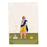 Indian Company School Mica Paintings – Set of 14 Wandering Ascetics, 19th-century