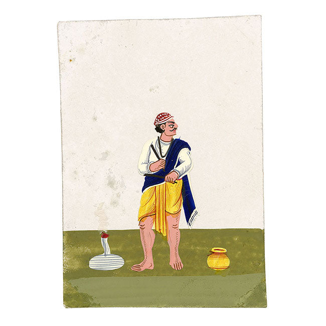 Indian Company School Mica Paintings – Set of 14 Wandering Ascetics, 19th-century