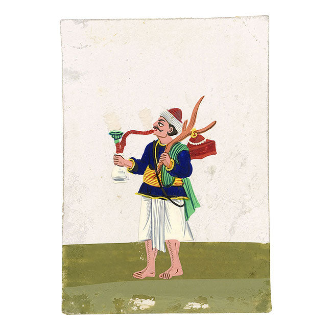 Indian Company School Mica Paintings – Set of 14 Wandering Ascetics, 19th-century