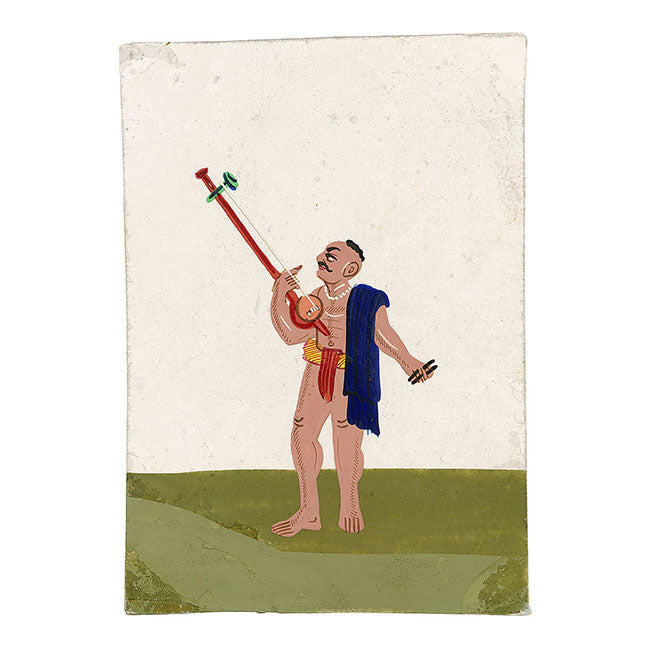 Indian Company School Mica Paintings – Set of 14 Wandering Ascetics, 19th-century