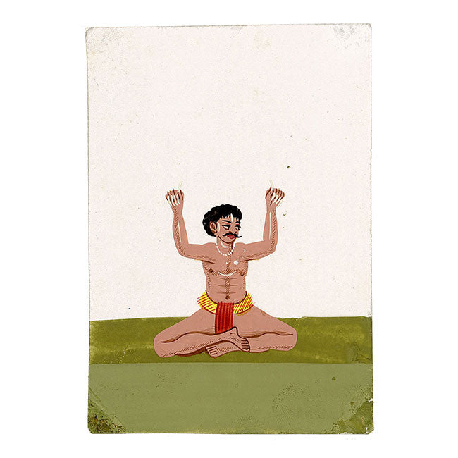 Indian Company School Mica Paintings – Set of 14 Wandering Ascetics, 19th-century